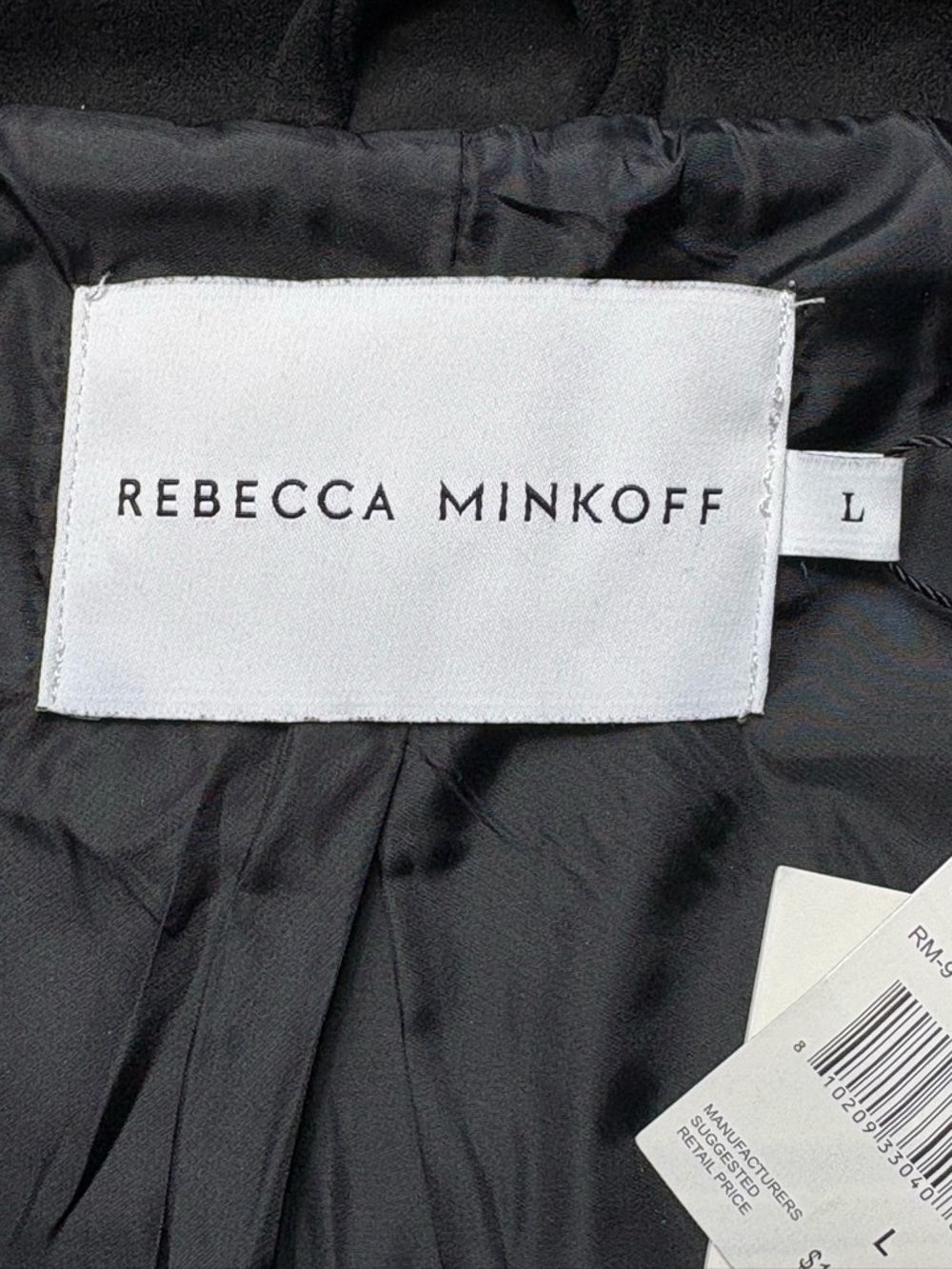 NWT Rebecca Minkoff Black Faux Suede Cropped Button Jacket • Size Large - Picture 8 of 11
